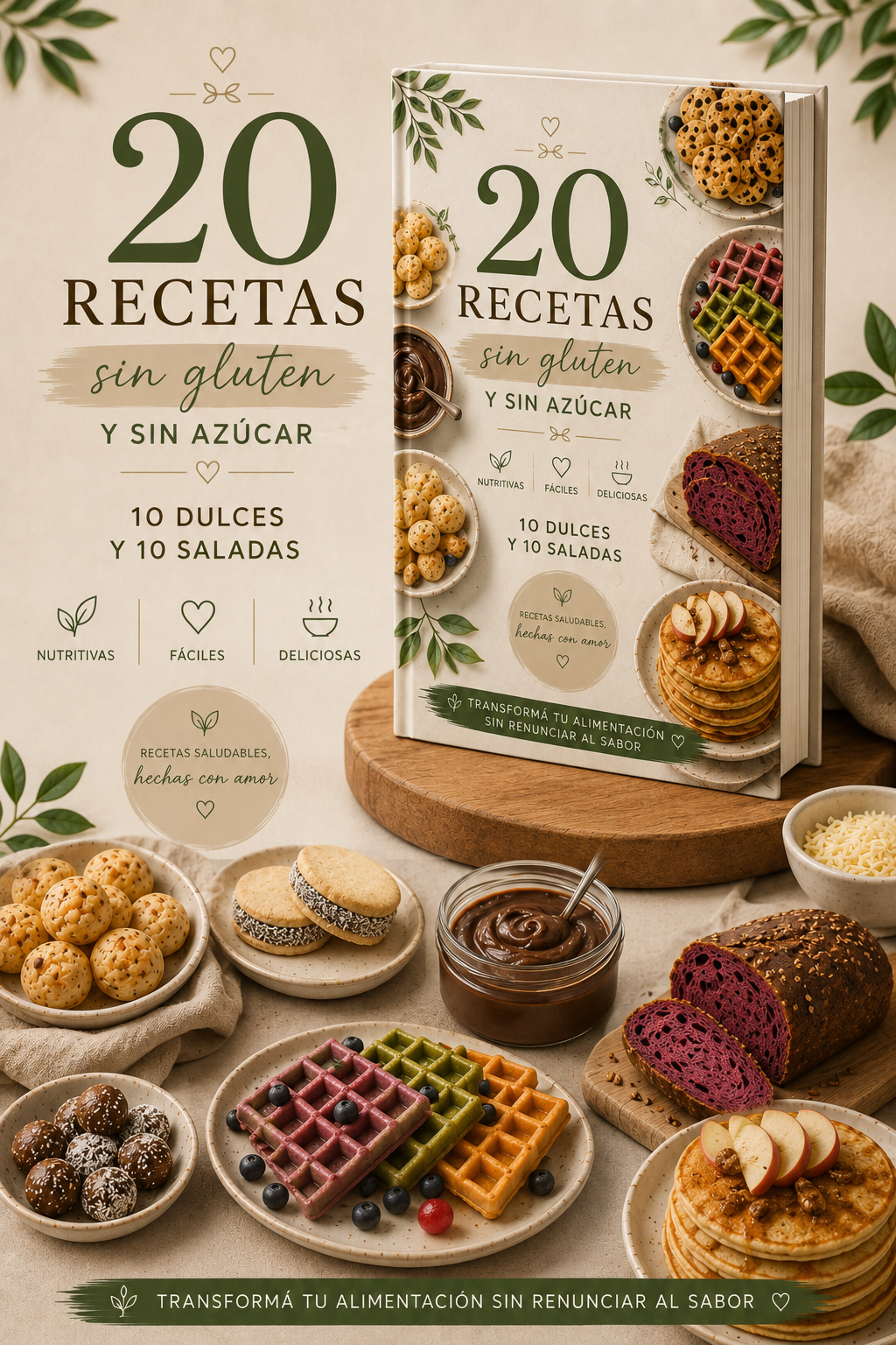 COMBO 2x1 | 50 Recetas Sin Gluten y Sin Azúcar | 2 Ebooks + 2Bonus