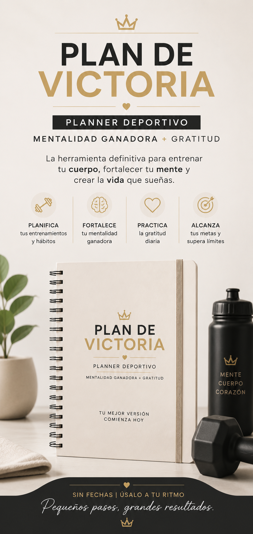 PLAN DE VICTORIA! Planner Deportivo + Mentalidad Ganadora + Gratitud