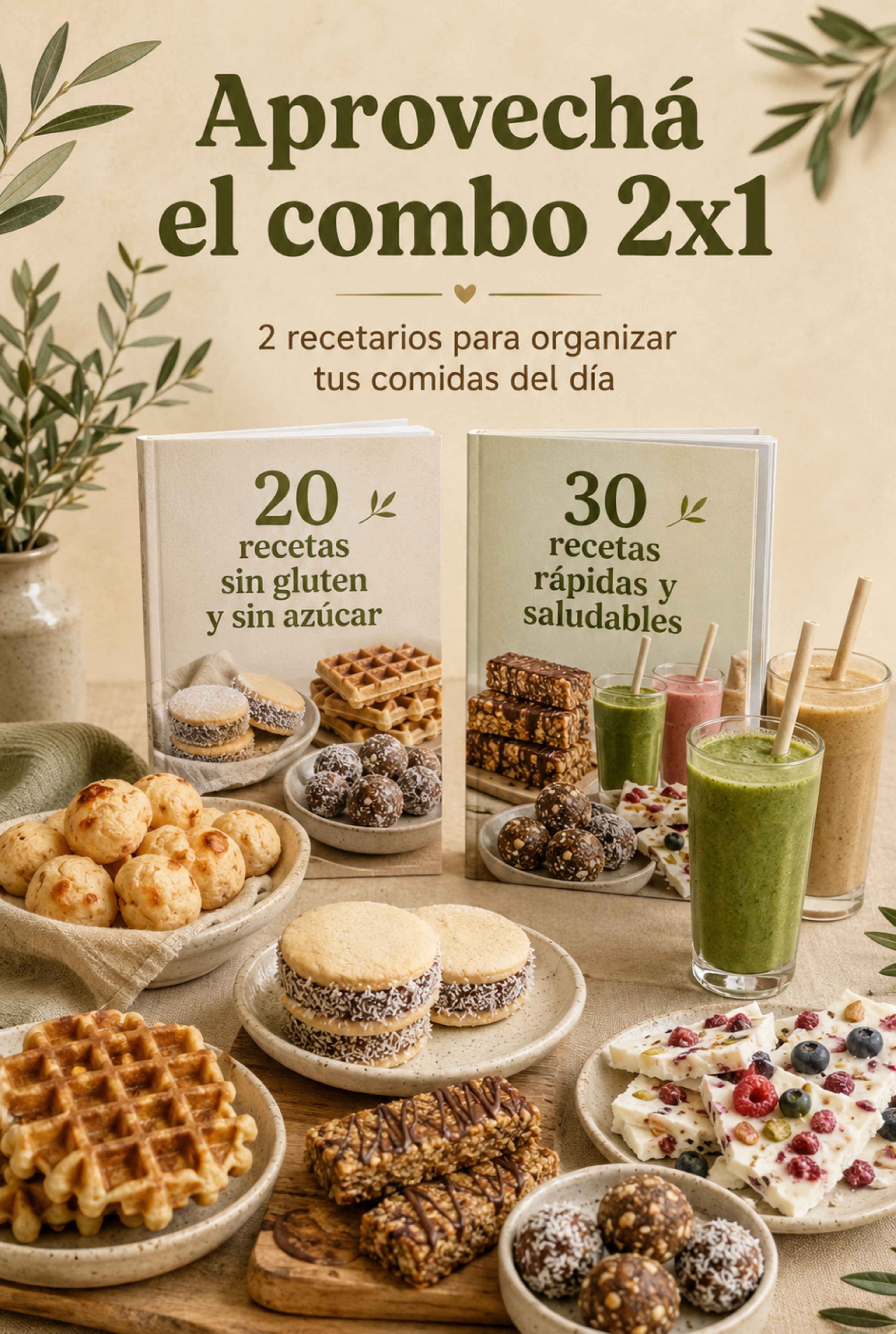 COMBO 2x1 | 50 Recetas Sin Gluten y Sin Azúcar | 2 Ebooks + 2Bonus